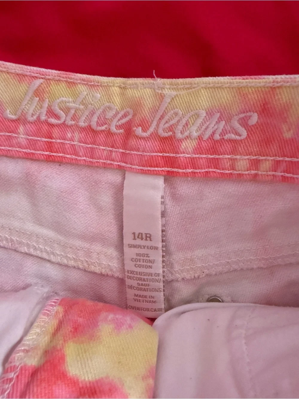 Justice Tie-Dye Pink Yellow White Denim Shorts